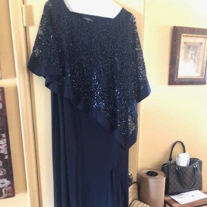 Evening Dress, Dark Blue, Sequined, Size 16